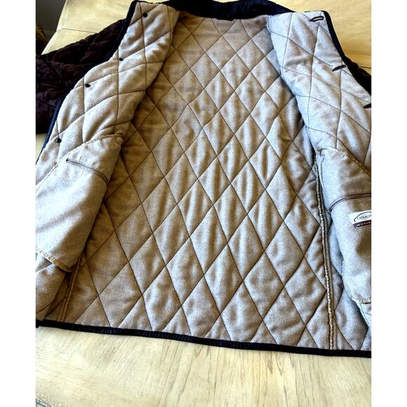 VTG 90s Quilted Brown Leather Wool Jacket Italian Designer Gimo’s Chore Coat L - Picture 9 of 16